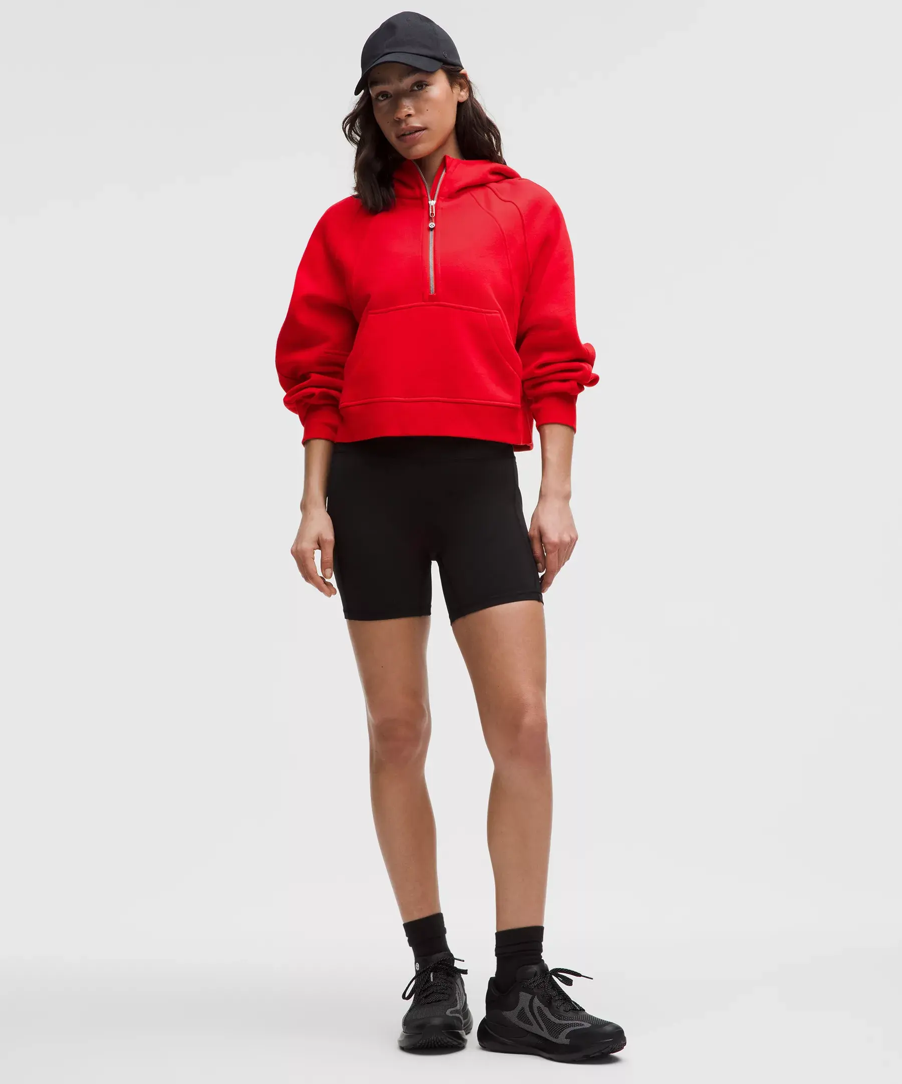 Scuba Oversized Half-Zip Hoodie (true red)