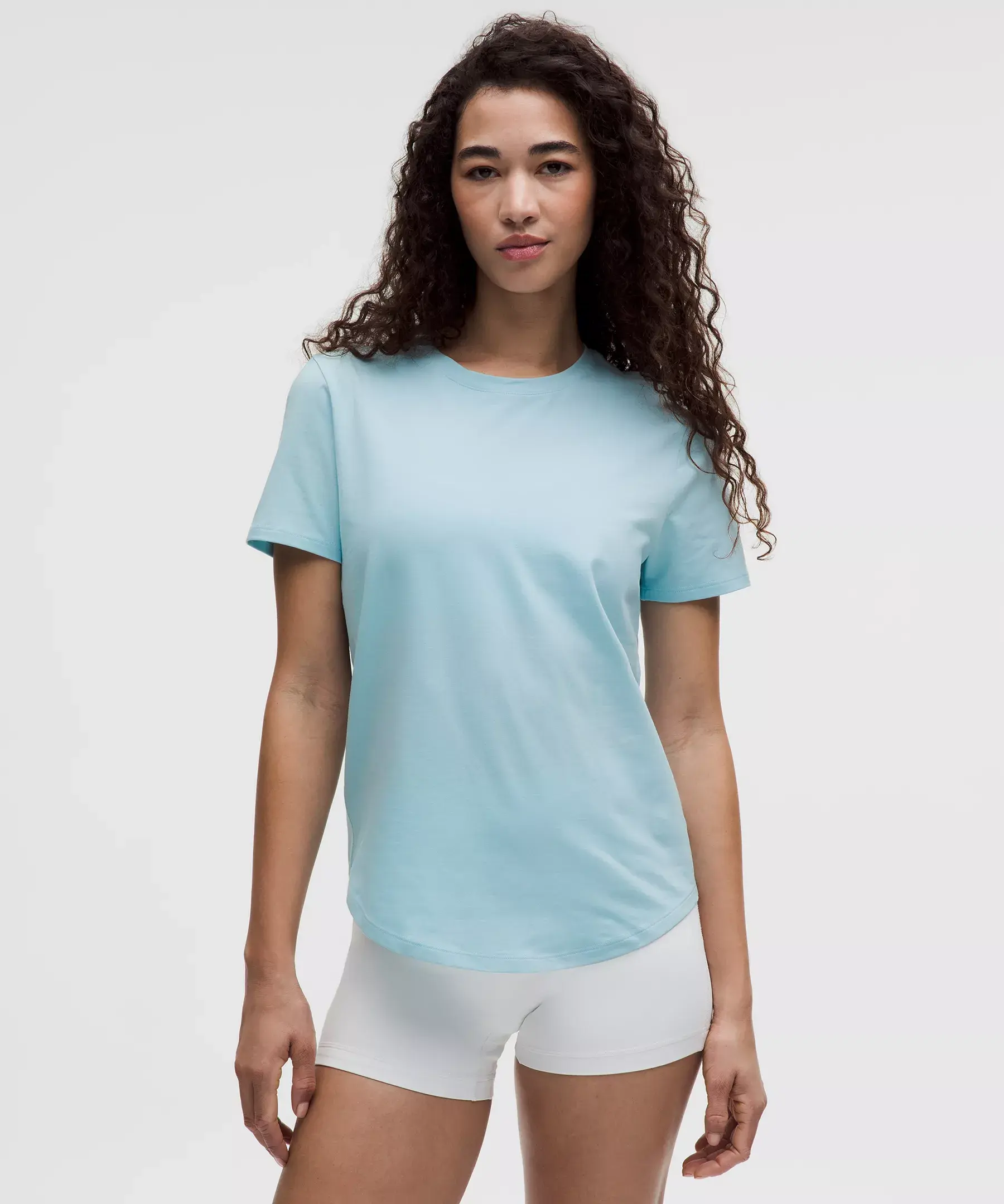 Love Curved-Hem Crewneck T-Shirt (Foam Cloud)