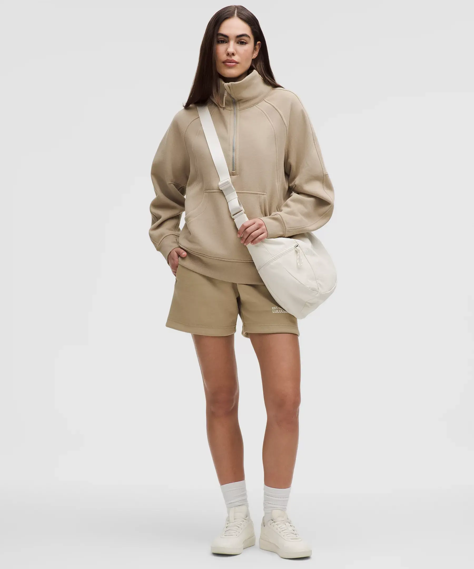 Scuba Oversized Funnel-Neck Half Zip Long (sheer oak)