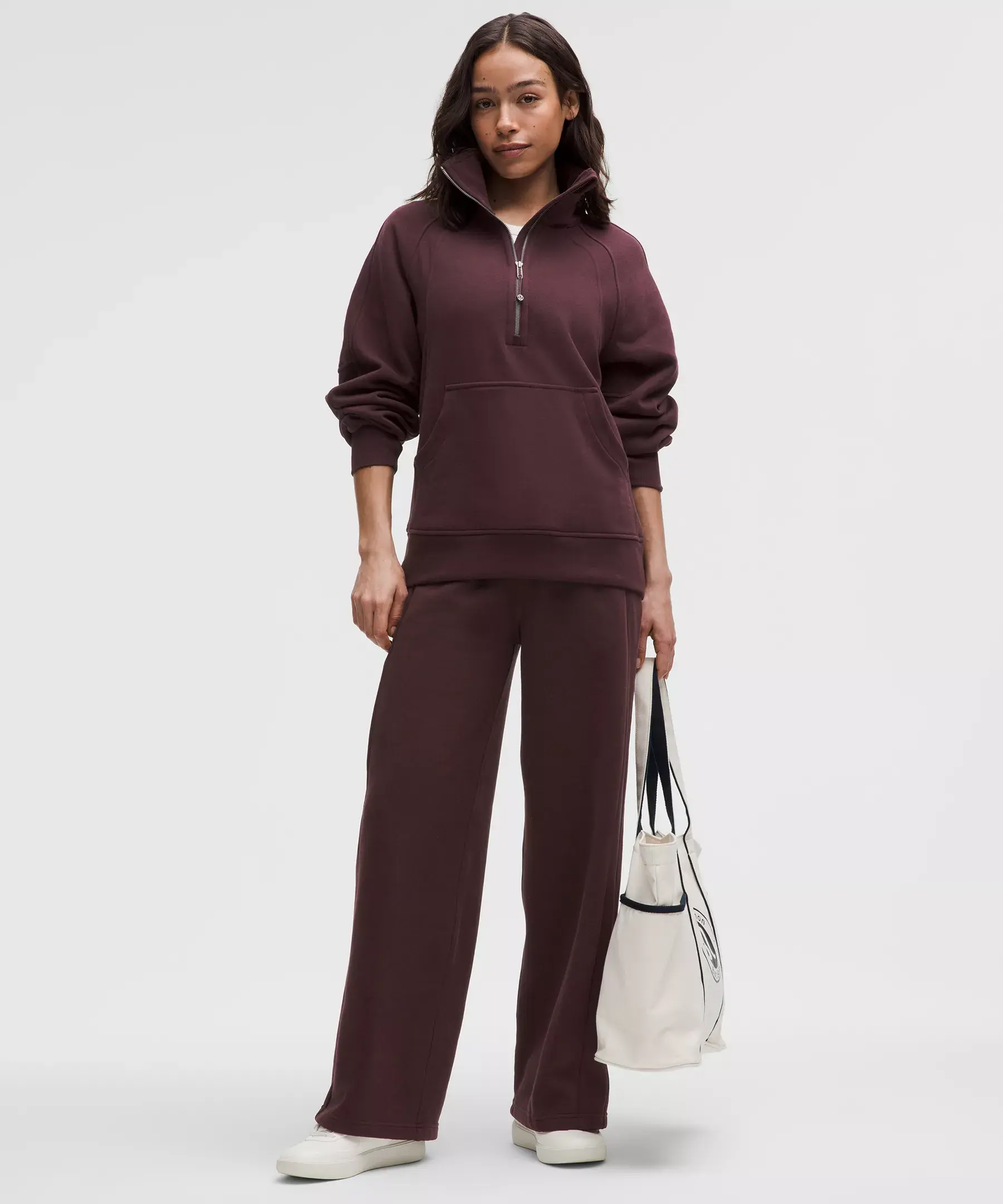 Scuba Oversized Funnel-Neck Half Zip Long (goodnight plum)