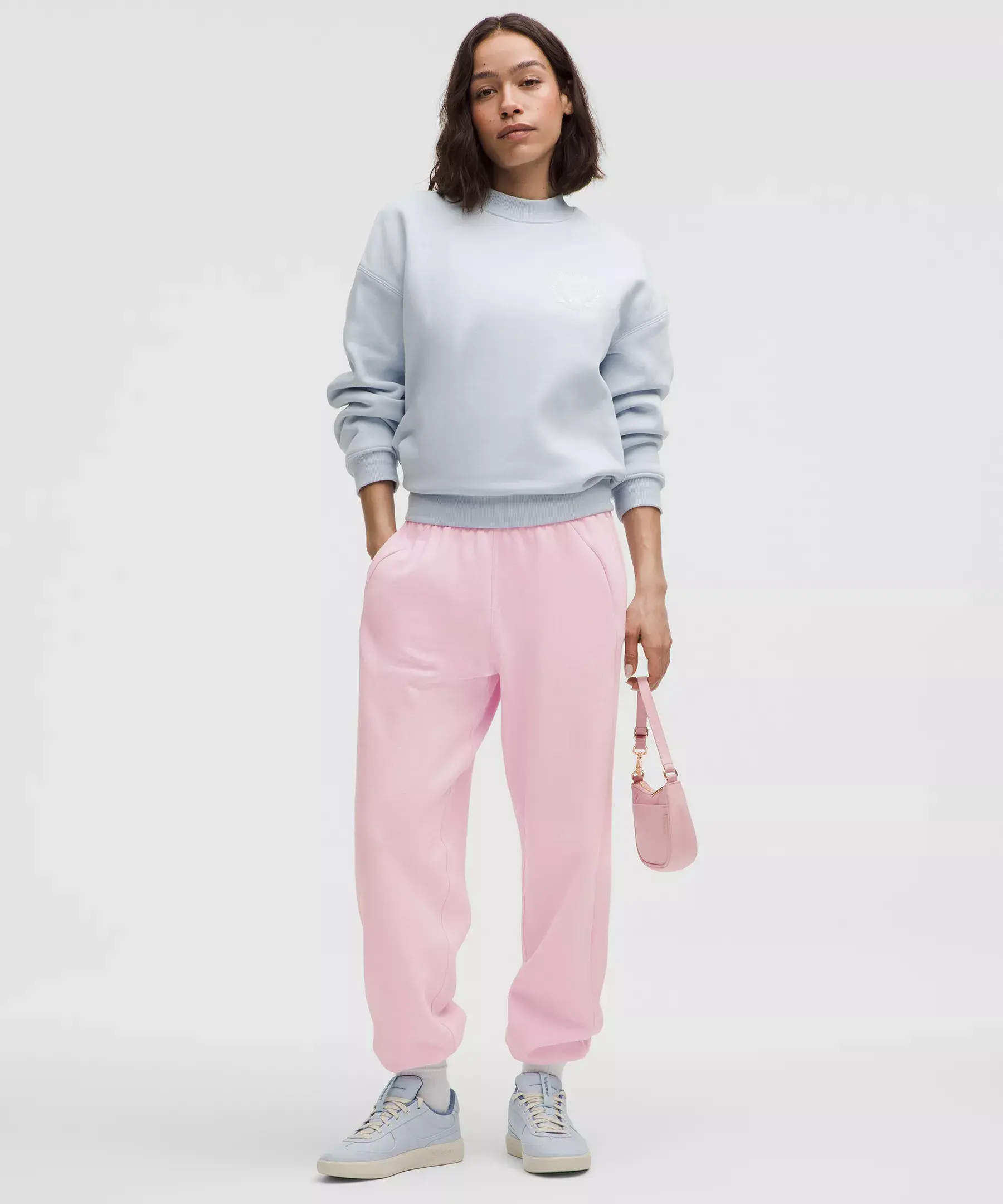 Scuba Mid-Rise Oversized Jogger Short (pink organza)