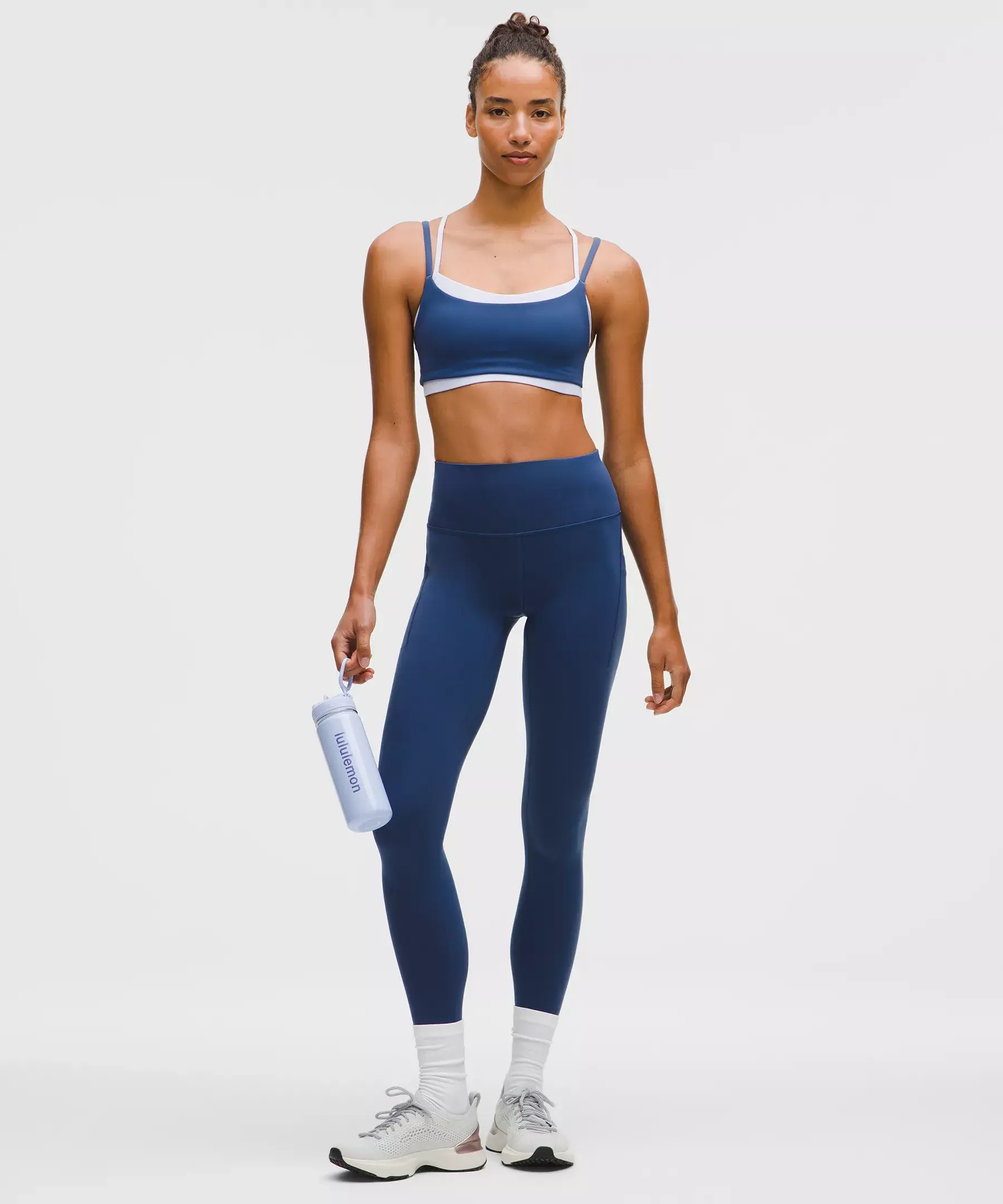 Wunder Train Strappy Racer Bra Light Support, A/B Cup (blue twill)