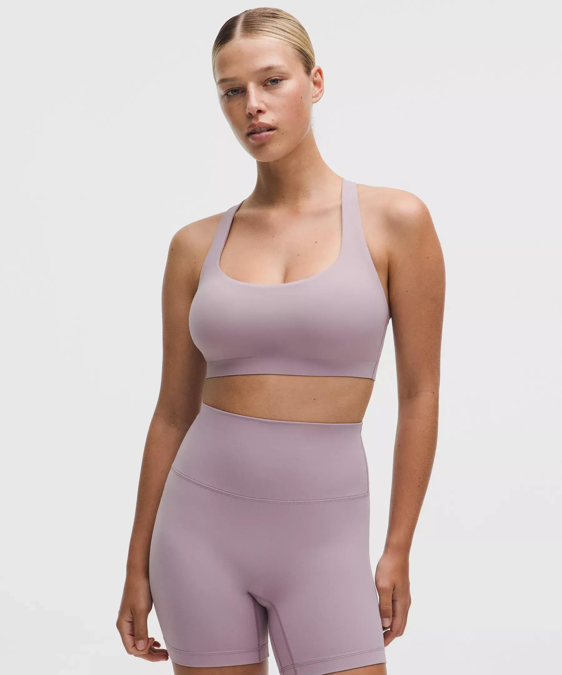 FlexyFlex Strappy Yoga Bra Light Support D-DDD Cups (Lotus Lavender)