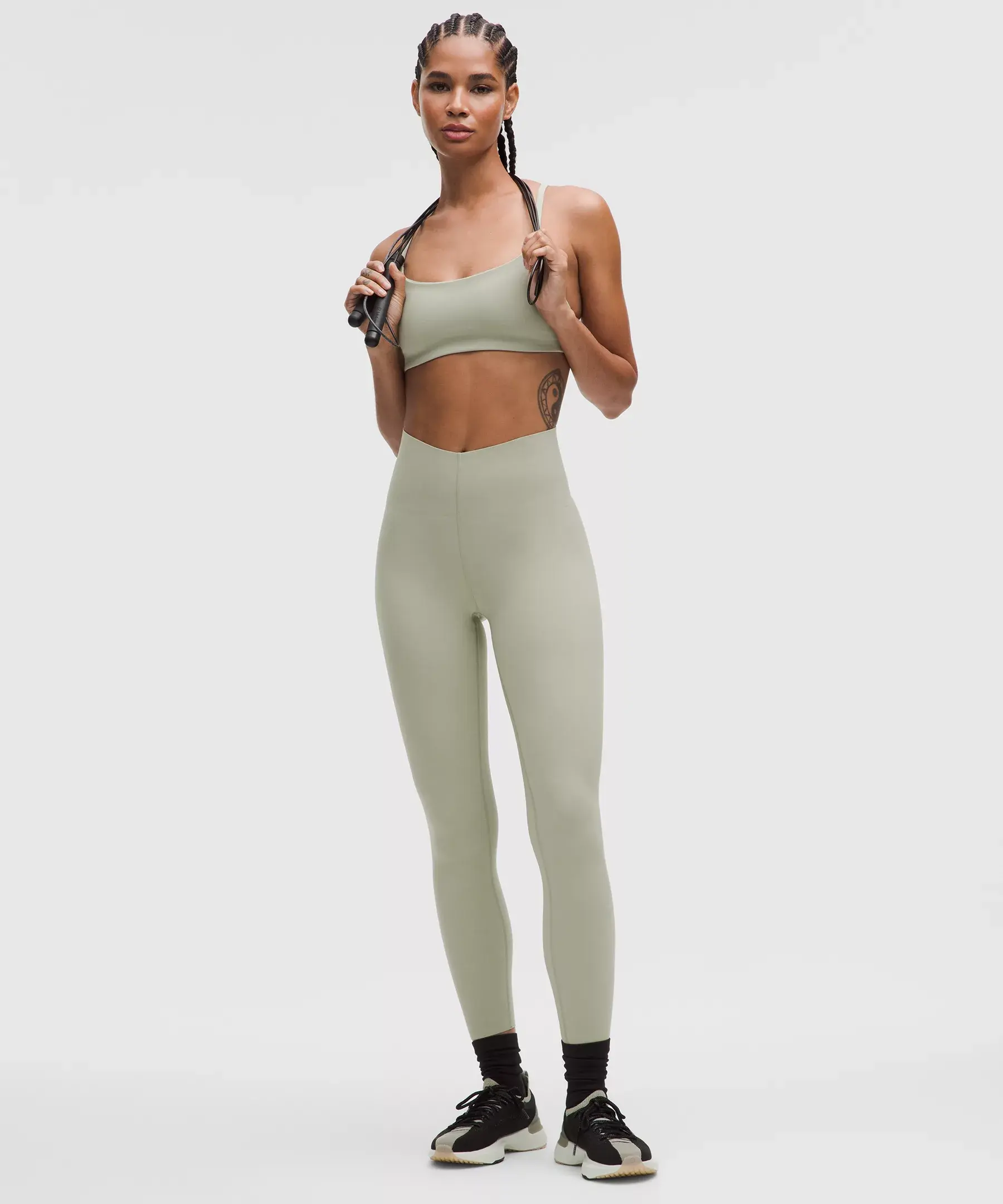 Wunder Train Strappy Racer Bra Light Support, A/B Cup (fog green)